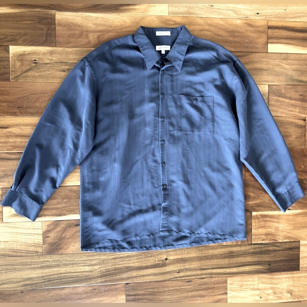 Pierre Cardin Dusty Blue Textured Dress Shirt size XL 17-17.5